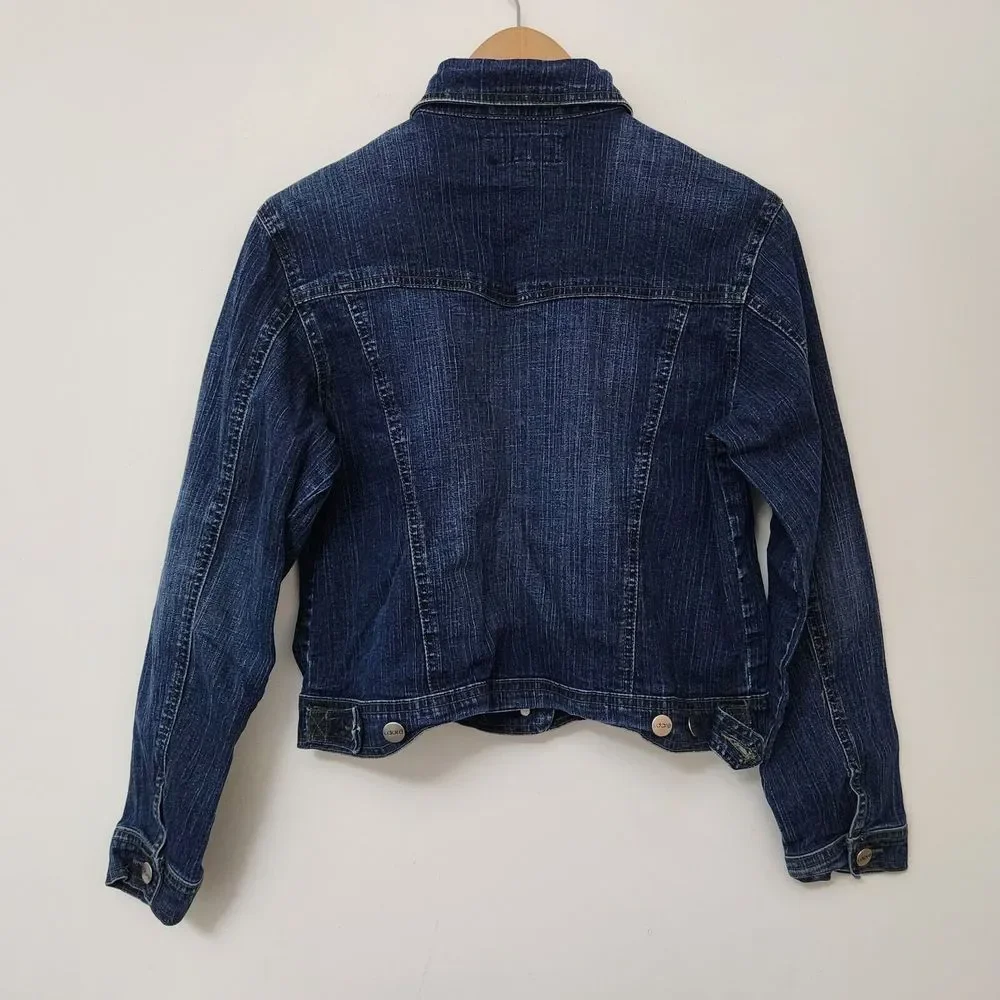 I.DARE Women's Blue Denim Jean Short Jacket Classic Jeans Size L - Picture 6 of 9